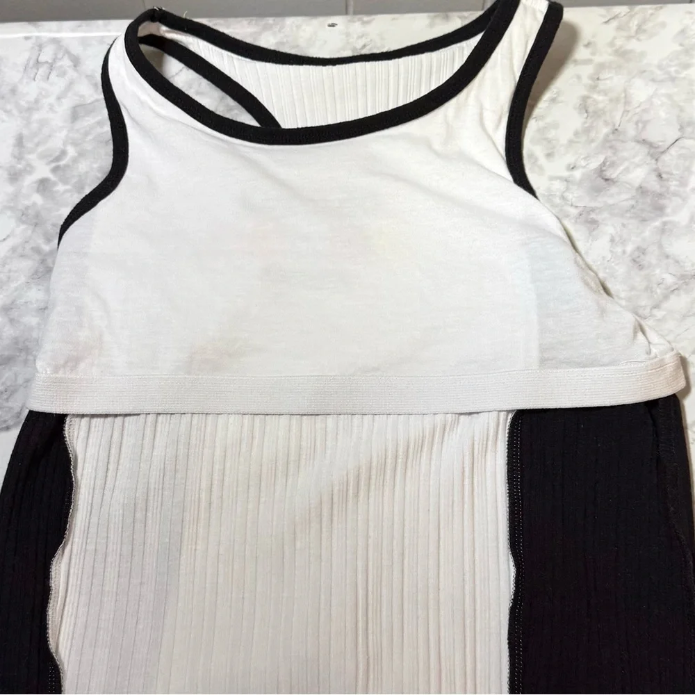 Pac-Man Justice Colorblock Ribbed Tank Top - Black & White girls sz 16-18